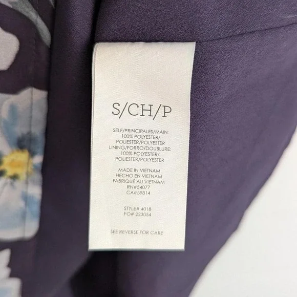 Cabi Ellery Floral Shift Dress Navy Blue Chiffon Floral Print Size Small - Picture 8 of 8